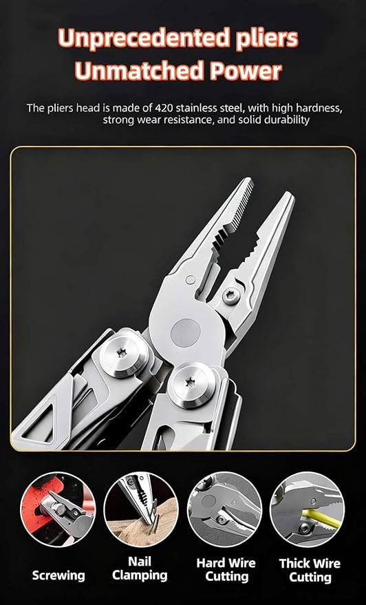 17-in-1 Multi-Tool Multi-Functional EDC Tool Stainless Steel Multi-Tool Pliers Men's Gift Wilderness Survival and Camping Gear Hunting and Hikingmulti tool knife