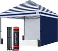 ABCCANOPY Easy Pop up Canopy Tent with 2 Sidewalls for Outdoor Sun Blocking or Rain Protection10x10 Navy Blue Stripes