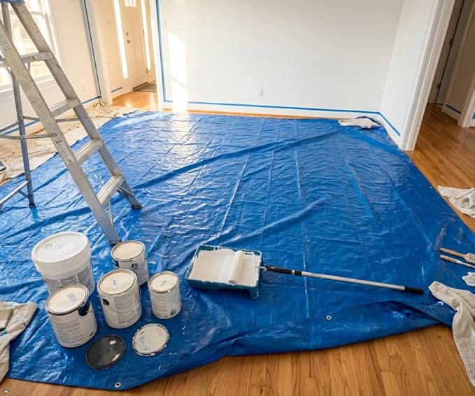 2.5 Mil Waterproof Tarp 6x8 Ft (5 Pack) | All-Weather Light Duty Upgraded 2.0 | Camping DIY Home Cover