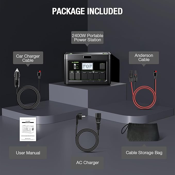 Solar Generator 2400W Portable Power Station 1843Wh UPS Home Battery Backup LiFePO4 Battery Supply with 12 Outlets(2400W AC OutletsPD100W) 2Hrs Quick Charge Home Emergency RV Trip Acc2400
