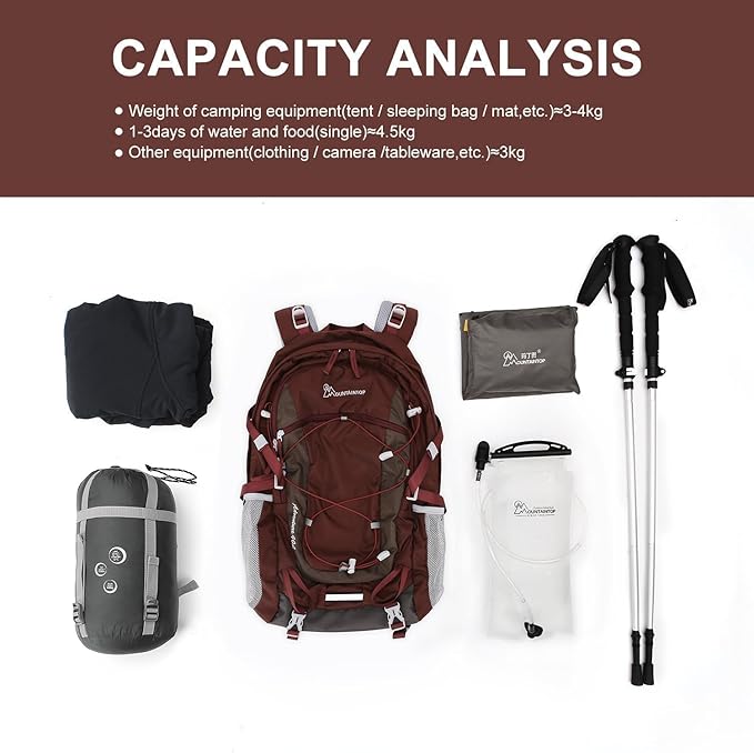 MOUNTAINTOP 25L/40L Hiking BackpackLightweight Travel Backpack for Men Women Outdoor Backpacking Camping