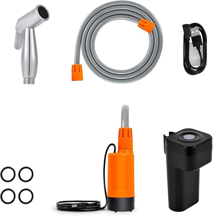Portable Shower for Camping Outdoor Electric Shower USB Rechargeable Pumps Bathing Pumps Camping Shower Head Nozzle Portable Shower Outdoor Rechargeable Shower