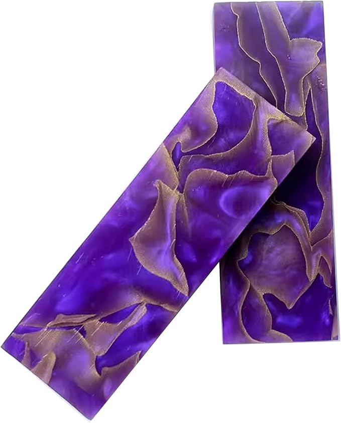 Purple Marble Textured Knife Handle Blank Material DIY Composite Material Patch 8mm Thick(4pcs)
