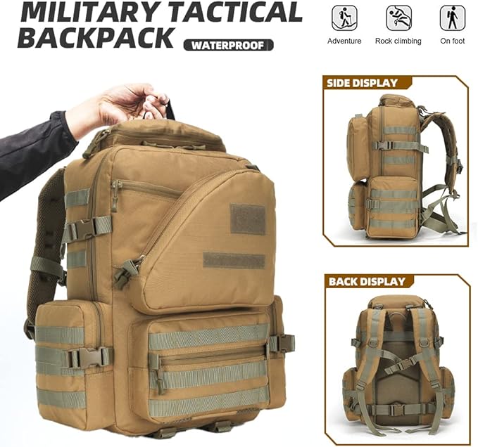 Lovelinks21 Hiking Trekking Rucksack Military Hiking Backpack 3 Day Molle Assault Pack Waterproof EDC Bag for Outdoor