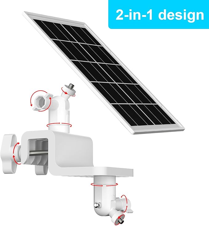 6W Solar Panel with Gutter Mount for Ring CamerasStick Up Cam Stick Up Cam Pro Outdoor Cam Plus Battery Spotlight Cam Plus/Pro with Waterproof Cable and USB-C to Barrel Plug Adapter (White)