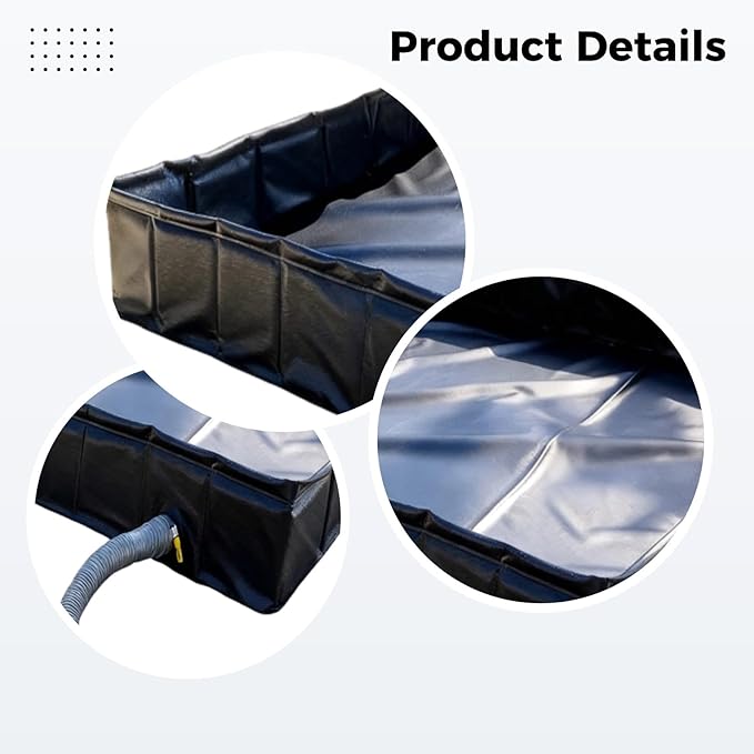 Portable Shower Pan 31.5 X 31.5 X 4.7 in Square Water Pool for Camping Outdoor Tent Wash Basin Foldable with Drain Pipe