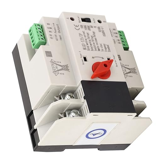AC 110V 100A Dual Power Automatic Transfer Switch 2P ATS Generator Changeover Switch with 35mm Rail Mounting