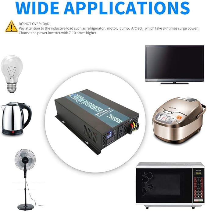 WZRELB 2500W 36V 120V Pure Sine Wave Power Inverter with 2 AC OutletsCar Inverter