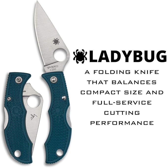 Spyderco Ladybug 3 Folding Pocket Knife with 1.9 K390 Steel Blade and FRN Handle - EDC Knife for Men and Women Perfect for Hunting Tactical Camping Survival Hiking - PlainEdge - LFP3K390