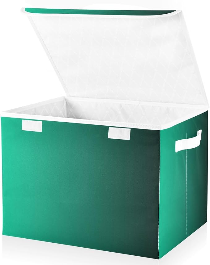 Green Gradient Storage Bins with Lid Stackable Shoebox Storage Organizer Bins with Lids for School Supply Dormroom
