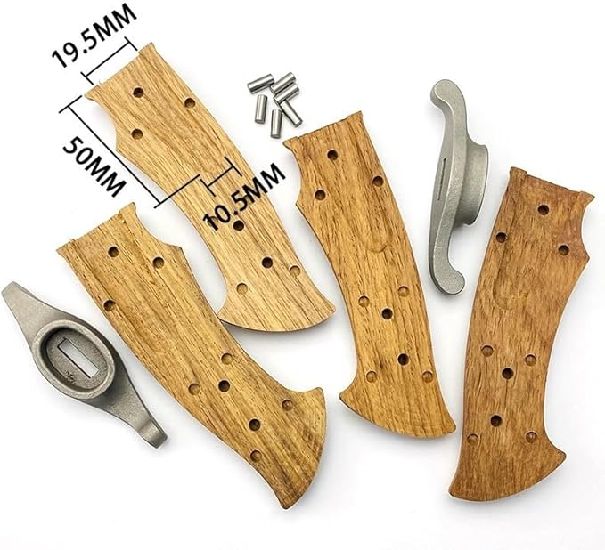 1 Pair Solid Wood Blank Knife Handle with 1PC Steel Finger Guard Protector and 6PCS Screws Fit for Home and Kitchen