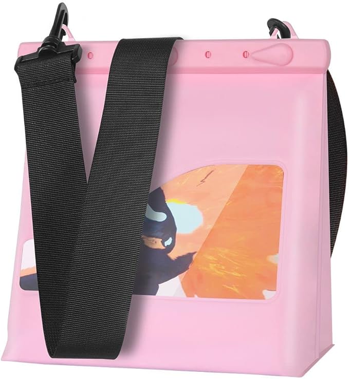 Waterproof Pvc Swimming Bag with Shoulder Strap for Beach Travel Combo Bag Scuba Snorkeling Diving Riving Trekking Storage Pouch Large Capacity Lightweight Bag (Pink)