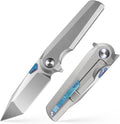 ioko Pocket Folding Knife with Titanium Alloy Handle S35VN Steel Blade Ice Crystal Anodized Finish 2.9 Inch Blade EDC Camping Hiking Outdoor (silver gray)