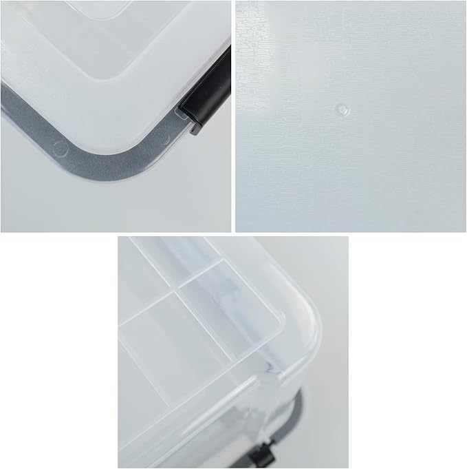 6-Pack 12 Quart Clear Storage Latching Box Plastic Latch Box with Lid