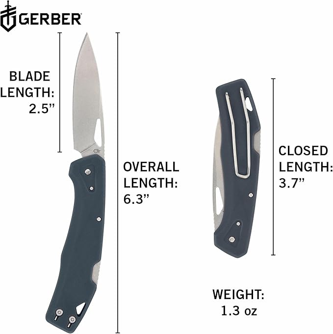 Gerber Gear LST - EDC Pocket Knife - Survival Tactical Tool for Travel Camping &amp Outdoor Adventure - Lightweight &amp Compact Folding Knife - Stainless Steel Blade - Blue