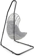 Giantex Hammock Stand for Outside Heavy-Duty Metal Swing Stand with Safety Hook &amp Sturdy Chain Height Adjustable Hanging Chair Stand for Indoor Outdoor Porch Patio Yard Poolside Black