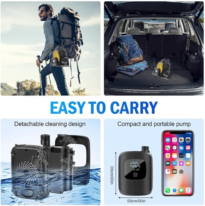 Portable Camping Shower 2400mAh Rechargeable Outdoor Shower Pump with LED Battery Indicator 4 Spray Modes IPX8 Waterproof Portable Shower for Camping Hiking Travel Car Washing &amp Pet Bathing