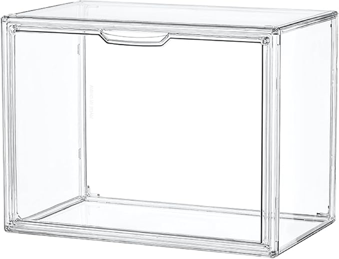 Clear Acrylic Display Case Stackable Plastic Storage Bins with Magnetic Attraction Lid Showcase for Cosmetic Large Figures Collectibles X-Large