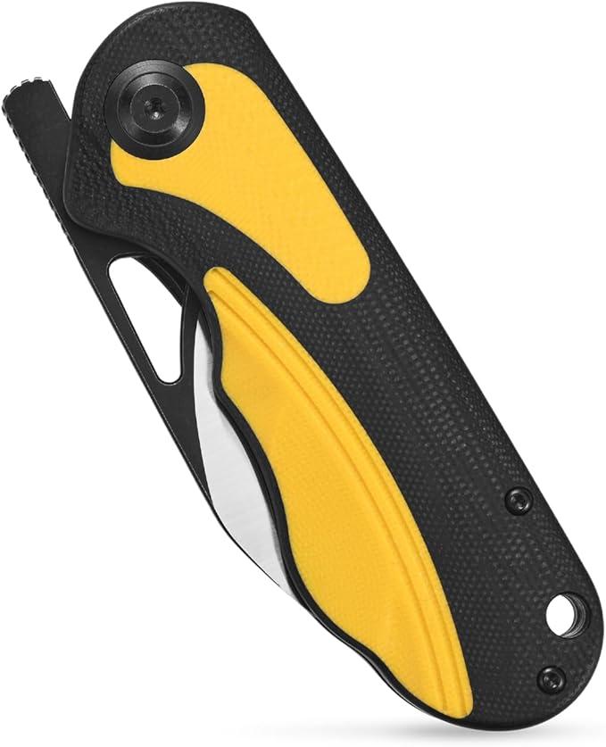 Sitivien ST156 Pocket Folding Knife Sandvik 14C28N Steel Blade with G10 HandleChinese Zodiac Series EDC Tool Knifes for Camping Hiking Survival Fishing(Yellow)