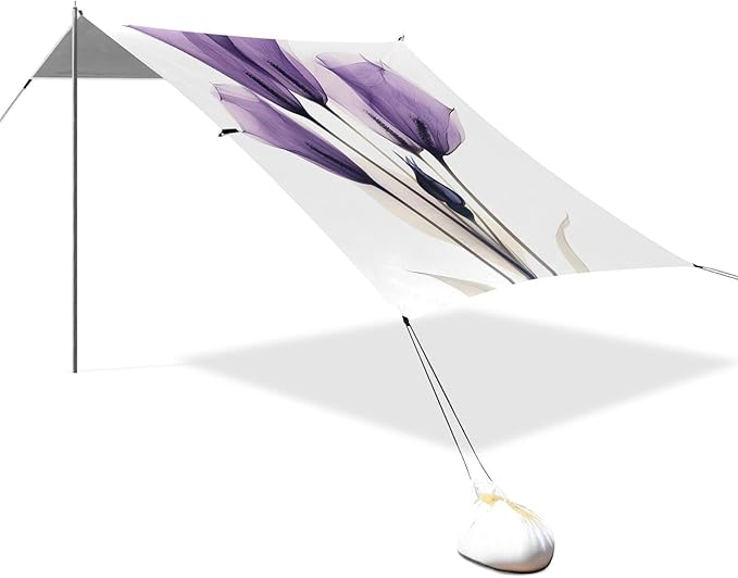ALAZA Transparent Calla Lily Flowers Beach Tent Sun Shelter UPF50+ Protection Beach Shade Canopy w/ 4 Sandbags for Outdoor Camping Fishing Backyard Fun Picnic 10x9 ft