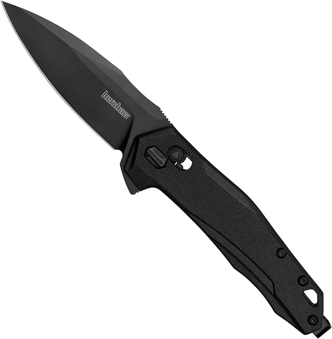 Kershaw Black Iridium Folding Pocket Knife Sleek 3.4 inch D2 Steel Blade &amp Monitor Folding Pocket Knife 3 Inch Black Blade with D2 Steel DuraLock Locking Mechanism Pocketclip