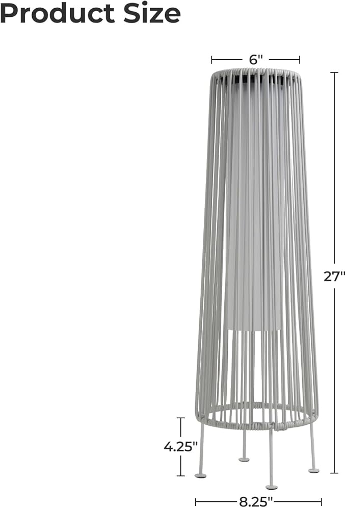Grand patio Outdoor Floor Solar Light 2-Pack Wicker Solar Patio Lamp Waterproof Outside Deck Lamp for Porch Yard Garden Lawn Decorations - White Gordes 2 PCS