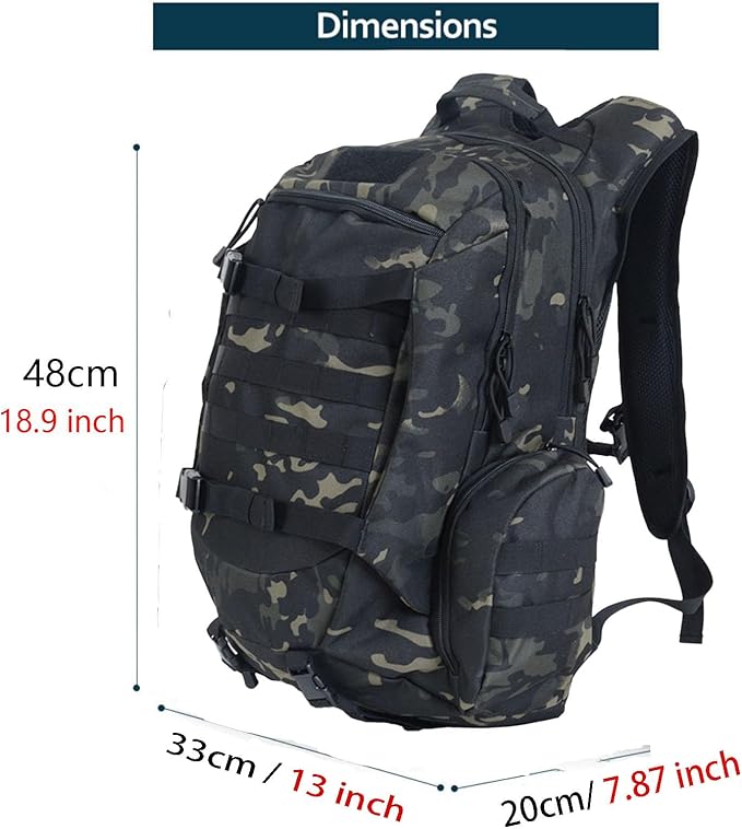 45L Waterproof Fishing Hunting Backpack Outdoor Military Rucksacks Tactical Sports Camping Hiking Trekking Bags (Camo black)