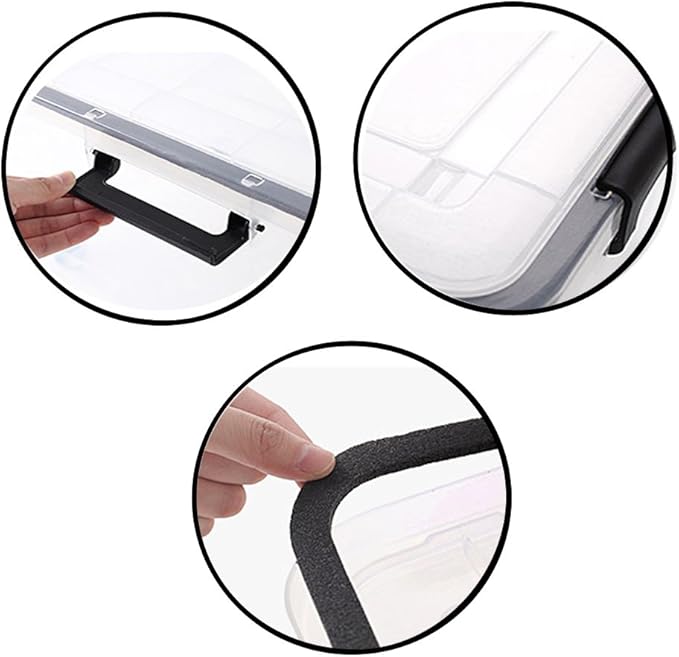 6-Pack 12 Qt Plastic Storage Box with Gasket Seal Lid Durable Moving Containers with Tight Latch Weather Proof Tote Bin Clear/Black