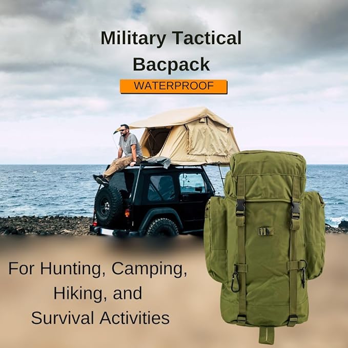 Generic Wilderness Essentials XL Tactical Backpack 66.8L Hunting Camping Hiking Military Assualt Bug Out Military Green Molle Adventure Daypack Large