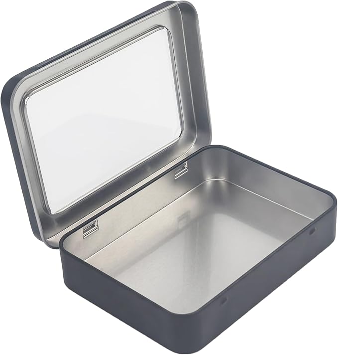 Rectangular Black Metal Tins with Lids Bundle 4.5 x 3.3 x 0.9 inch