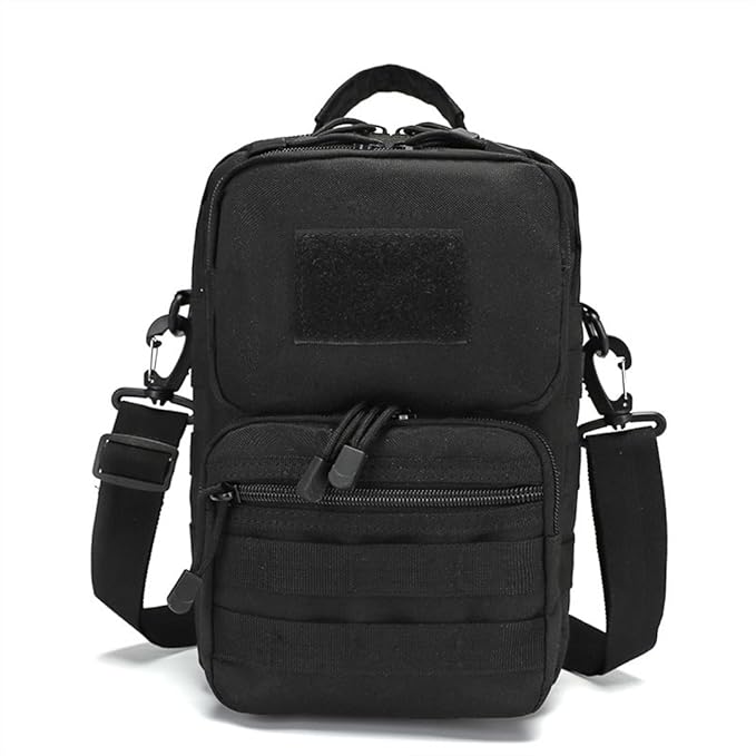 Small Tactical Messenger Bag For Men Shoulder Bags Travel Bag Crossbody Casual Pack (Black)