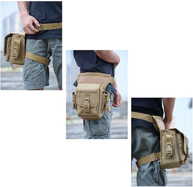 Waterproof Military Tactical Drop Leg Pouch Bag for Men Type B Cross Over Leg Rig Outdoor Bike Cycling Hiking Thigh Bag