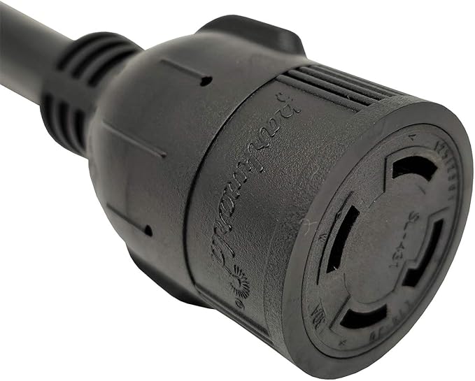 Parkworld 885446 NEMA TT-30P to L14-30R Adapter Cord RV 30A TT-30 Male Plug with Handle to Generator 30A 4-Prong L14-30 Female Receptacle (25 Foot)