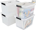 Zopnny 25 Quart Clear Storage Bin with Handle Plastic Storage Latch Box with Lid 4 Pack