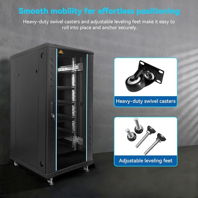 SGPWATT SUNGOLDPOWER 6-Layer Enclosed Battery Cabinet with 600A Bus Bar and Wheels Compatible 100AH 3U Rack LiFePO4 Lithium Batteries Ventilation Design for Solar System and Energy Storage