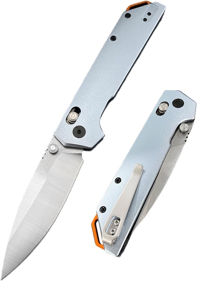 7.9-inch Pocket Folding Knife D2 Steel Blade with Thumb Stud Manual Open Mechanism Aluminium Alloy Handle with Pocket Clip Outdoor Camping and Fishing Knife EDC Adventure Tool