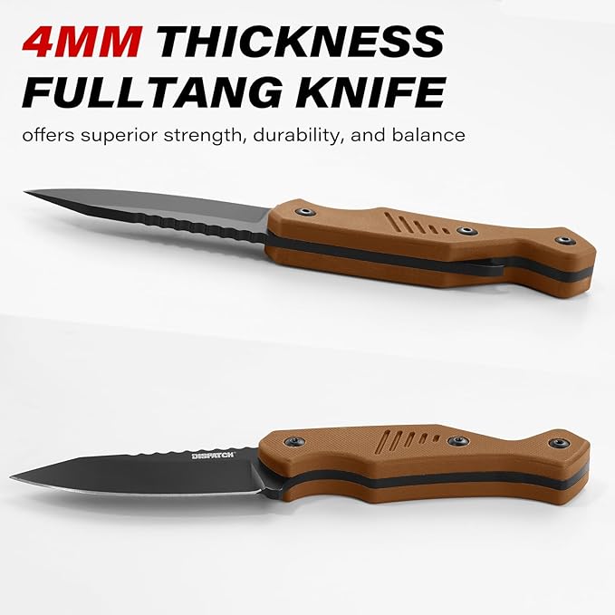 Dispatch Axis Lock Pocket Knife with Full Tang Fixed Blade Knife