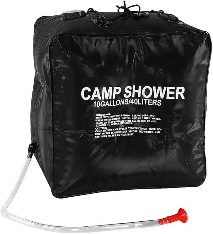 Acouto 40L Portable Solar Heated Camping Shower Bag with Easy Hanging Cord for Outdoor Fun