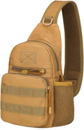 Outdoor Tactical Bag Backpack Military Sport Bag Pack Sling Shoulder Backpack Water bottle hanging bag (Mud Color)