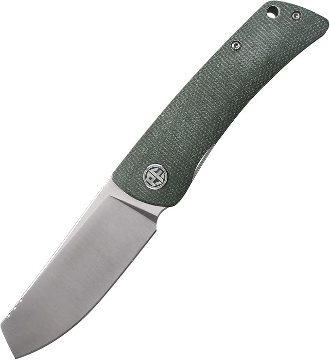 Petrified fish PFE05 Flavorist3.15 K110 Satin Blade 94g Micarta Handle Front Flipper Liner lock Folding knife (Green)