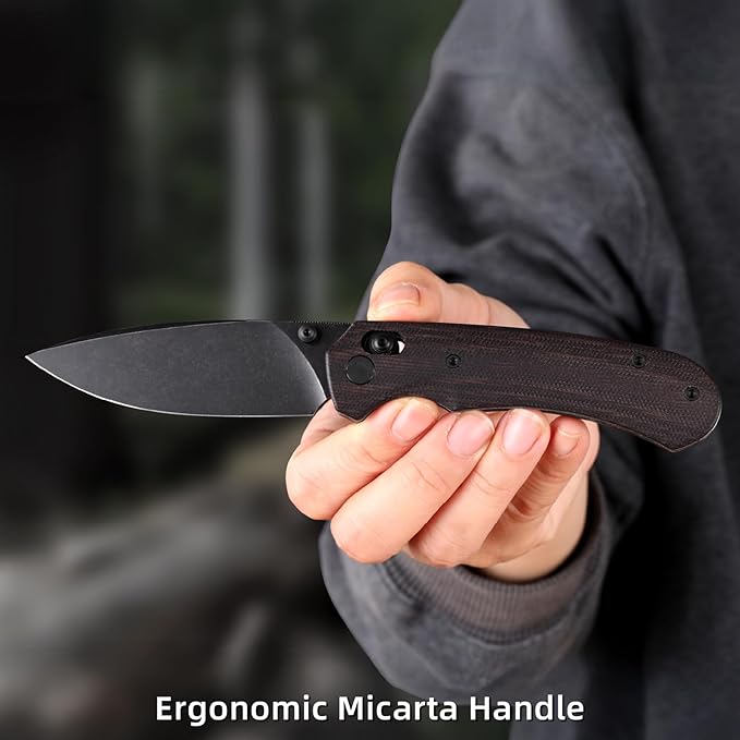 Folding Pocket Knife 3.31'' 154CM Blade EDC Knife Erogonomic Canvas Micarta Handle Pocket Knives for Men Hunting Hiking Survival Knives (Red)