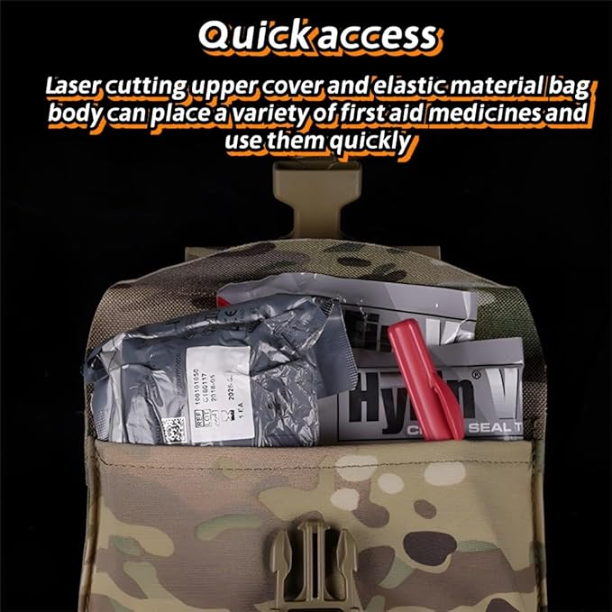 Quick Release Tactical Pouch MOLLE Compatible Waist Bag Multi-Functional First Aid Kit Nylon Fabric 15×18.5cm Lightweight 0.085kg
