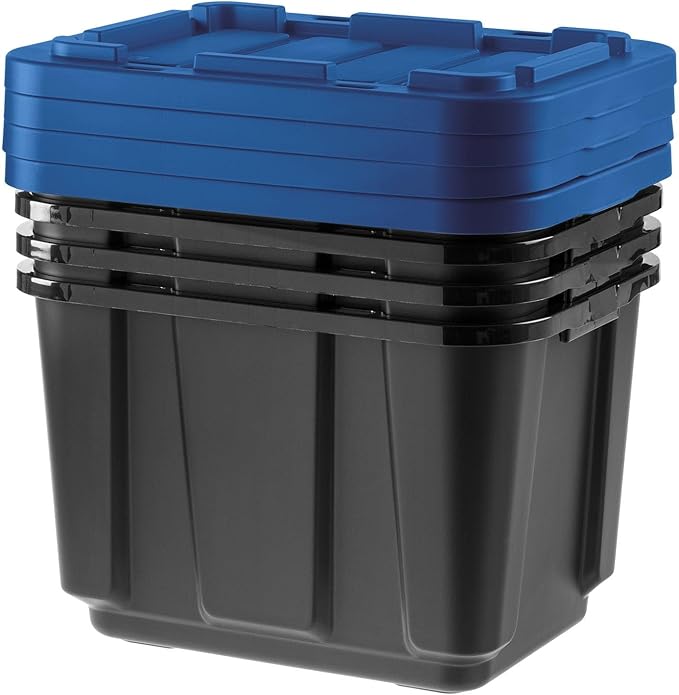 4 Pack 48QT Heavy Duty Plastic Storage Bins with Latching Lids Stackable Containers with Reinforced Handles for Garage Home Basement &amp Shed Organization