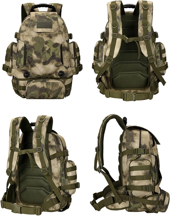UNISTRENGH 40 Litre Tactical Backpack Multifunctional Outdoor Trekking Daypack Duffle Bag Urban Backpacking (Green Ruin Camo)