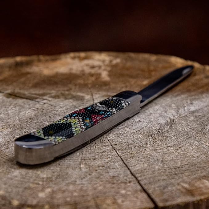WHISKEY BENT HAT CO. Traditional Trapper Folding Pocket Knife 4.125 Closed Length 440C Stainless Steel Blades (Black Diamond Bead)