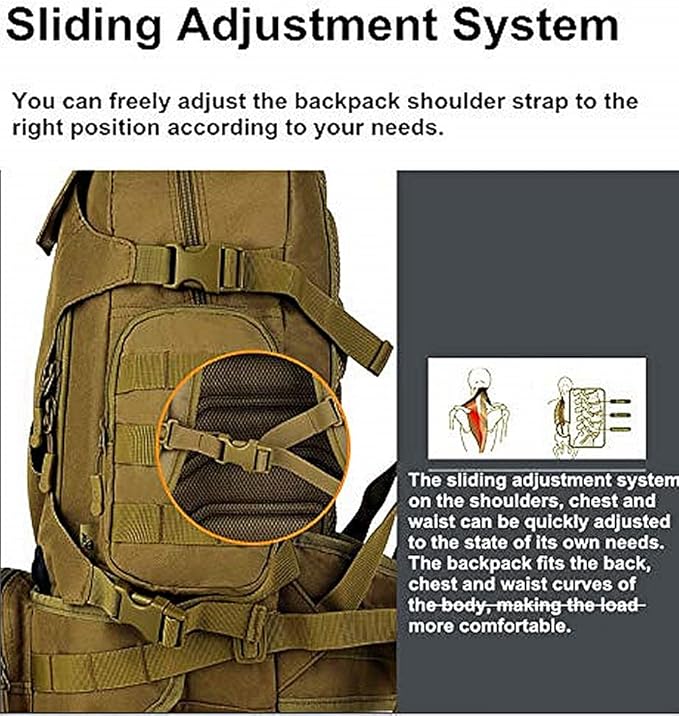 UNISTRENGH 40 Litre Tactical Backpack Multifunctional Outdoor Trekking Daypack Duffle Bag Urban Backpacking (Green Ruin Camo)