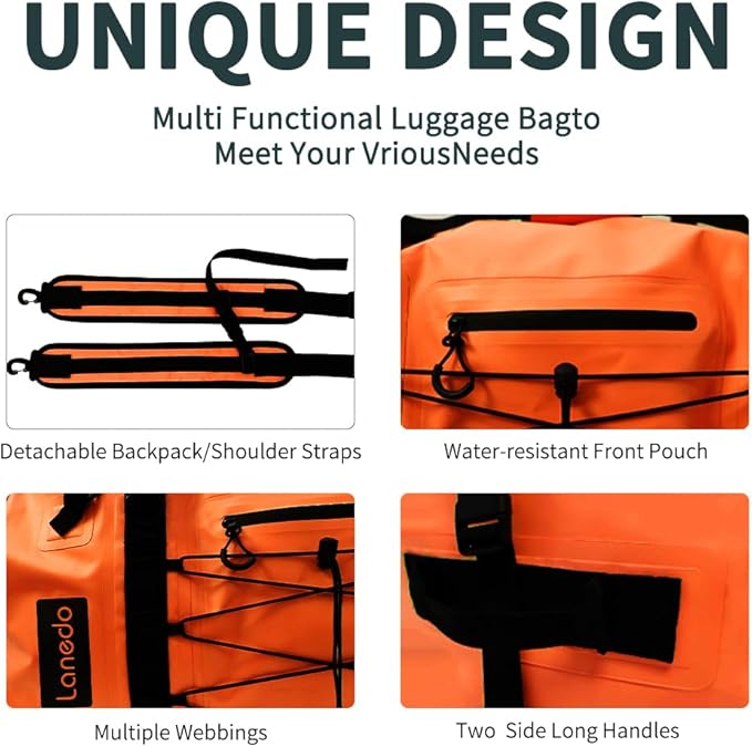80L Dry Bag Large Waterproof Bag Roll-Top Heavy Duty Fishing Duffel Bag with Durable Straps &amp Handles for Kayaking Paddle boarding Boating Rafting Fishing