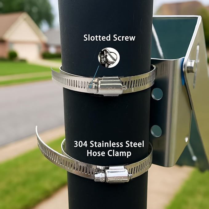 Solar Panel Pole Mount Kit Adjustable Angle Mounting Bracket for 20w 30w 40w 50w Panel 0-90° Tilt Fits Flat Surface or Poles Dia.1.8 - 4 Inches