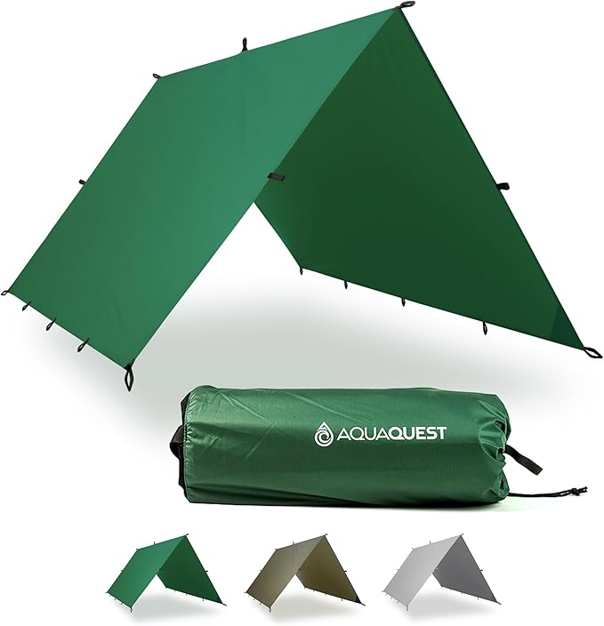 AquaQuest Guide Tarp – Ultralight Waterproof (5000 mm) Seam-Taped 40D Ripstop Rain Fly for Backpacking Stealth Camping &amp Thru-Hiking