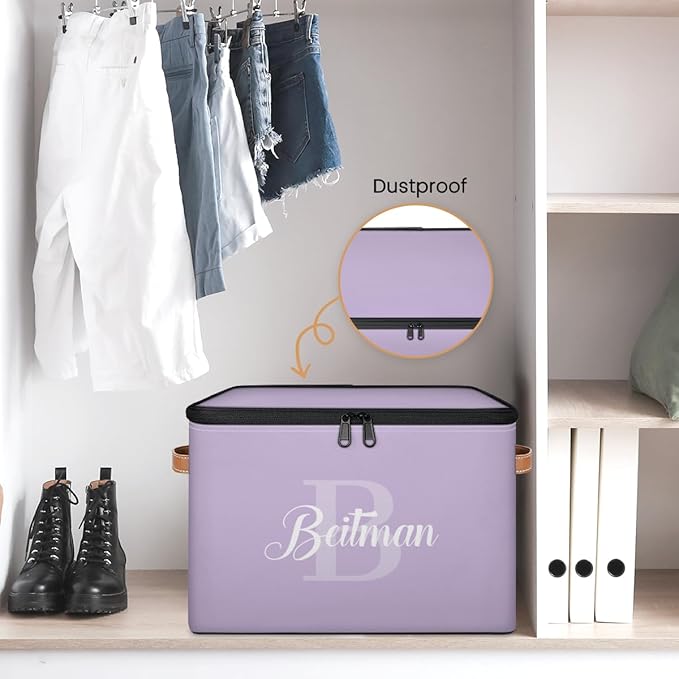 Storage-Bins-with-Lids Handle Customized Closet Stackable Cube Box for Kids-Boys-Girls-Toys Under-Bed Collapsibl Basket 1 Pack